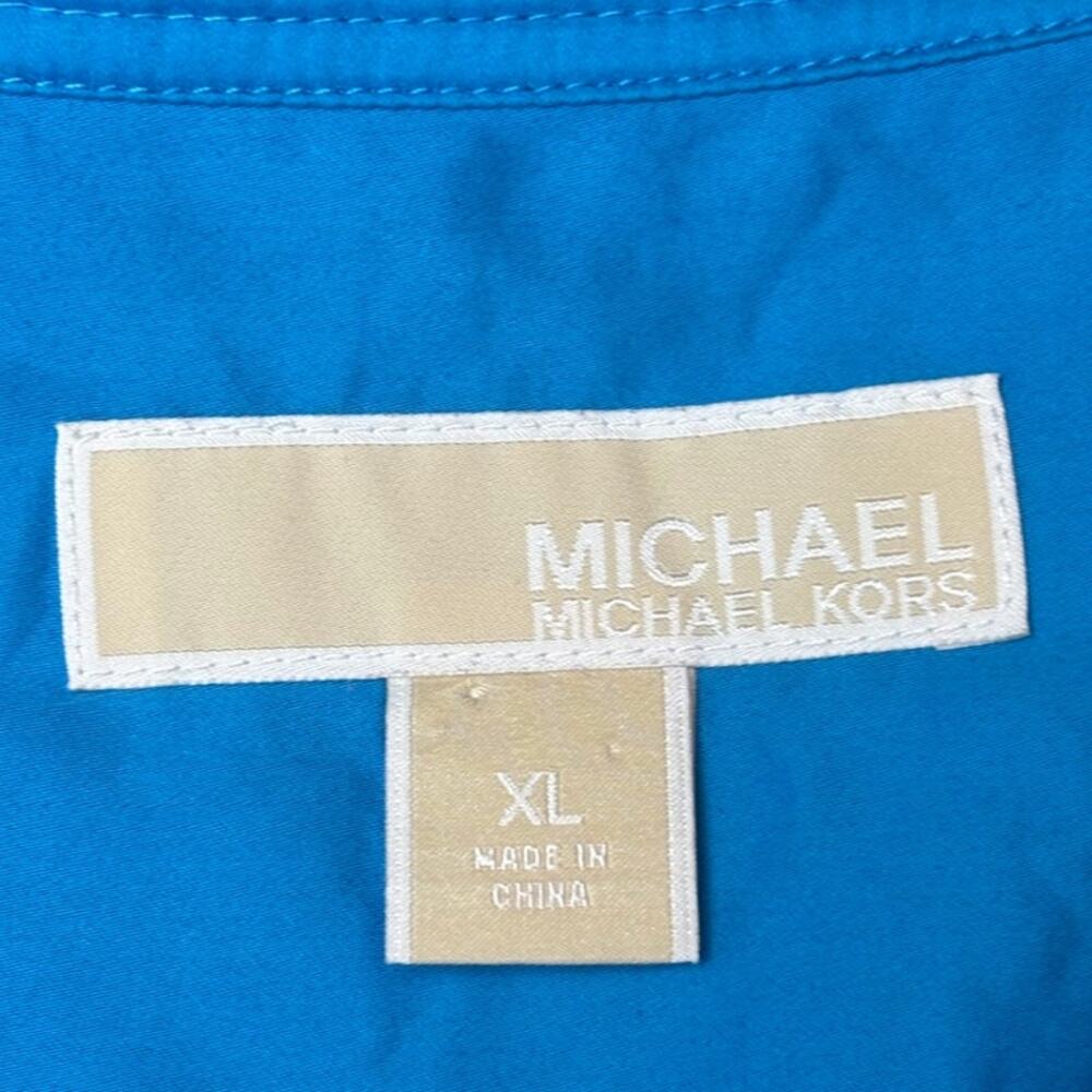 MICHAEL Michael Kors Cobalt Blue Button-Down Shirt XL Gold Buttons - Picture 10 of 14
